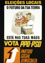 Cartaz antigo do PPD-PSD - O futuro da tua terra está nas tuas mãos